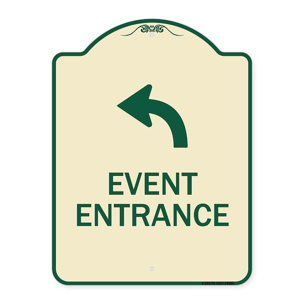 Signmission Event Entrance With Upper Left Arrow Heavy-Gauge Aluminum Architectural Sign, 24" H, TG-1824-24086 A-DES-TG-1824-24086 - main